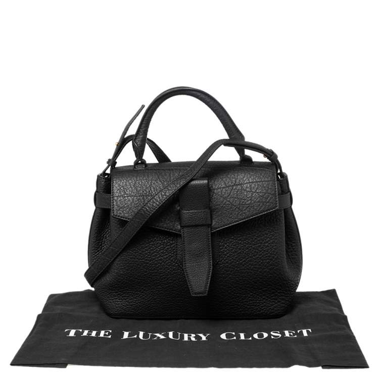 Pre Owned Lancel Black Grained Leather Small Charlie De Lancel Top Handle Bag