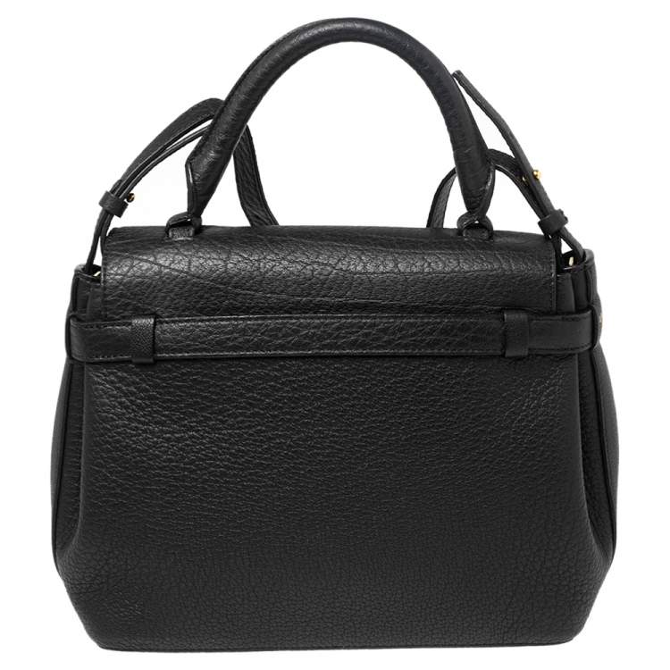 Pre Owned Lancel Black Grained Leather Small Charlie De Lancel Top Handle Bag