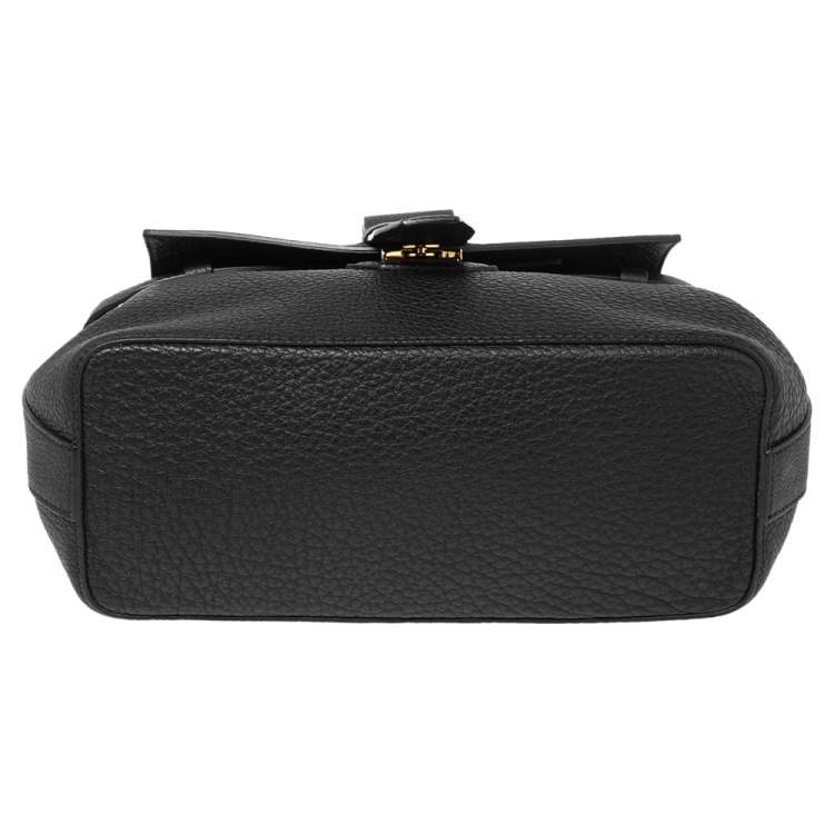 Pre Owned Lancel Black Grained Leather Small Charlie De Lancel Top Handle Bag