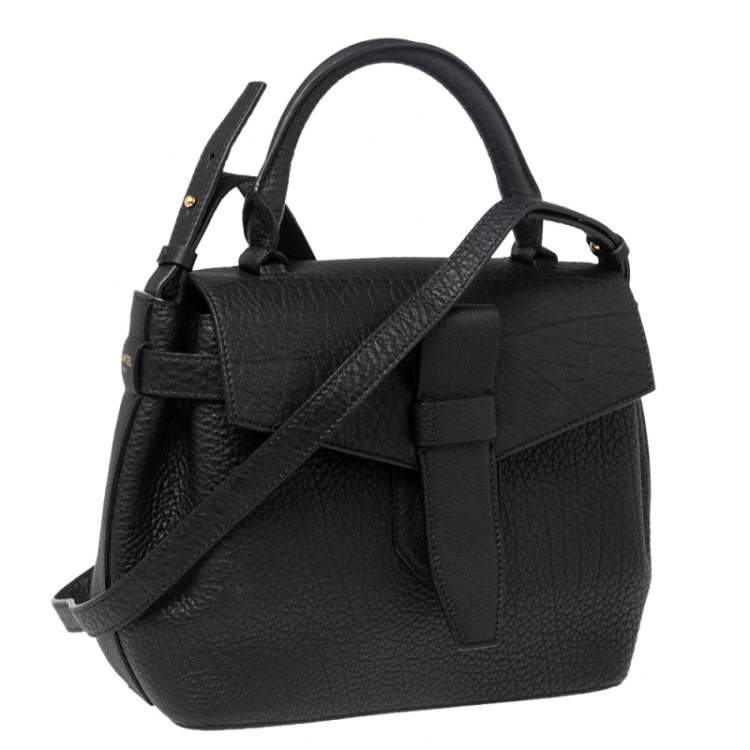 Pre Owned Lancel Black Grained Leather Small Charlie De Lancel Top Handle Bag