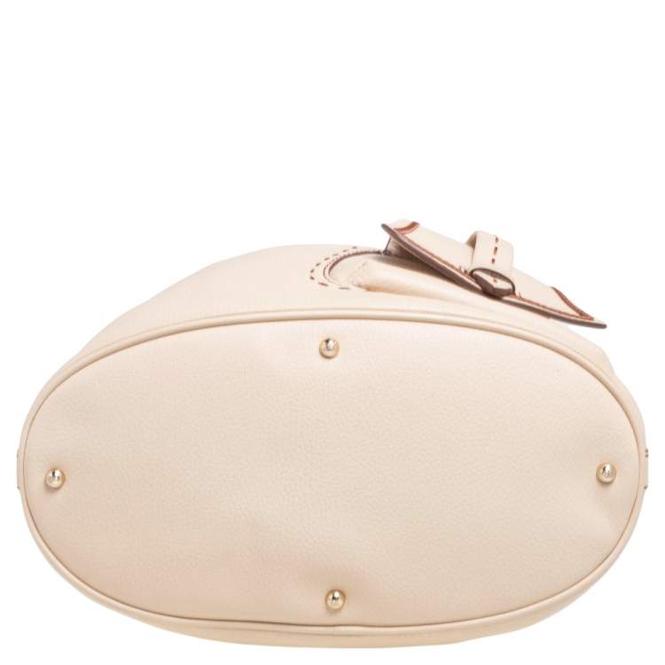 Pre Owned Lancel Beige Pebbled Leather Premiere Flirt Bucket Bag