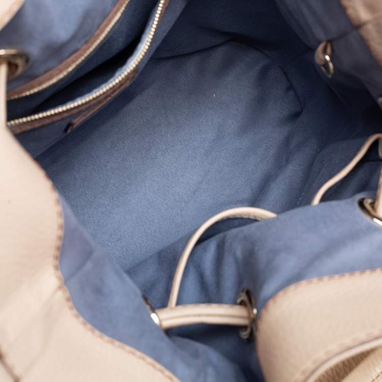 Pre Owned Lancel Beige Pebbled Leather Premiere Flirt Bucket Bag