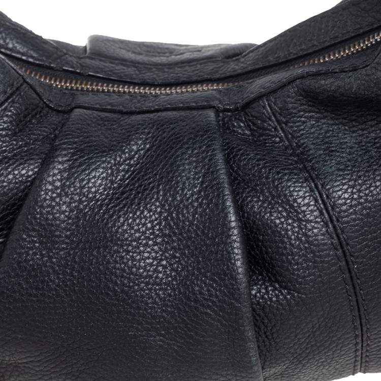 Lancel Black Pleated Leather Hobo Lancel | The Luxury Closet