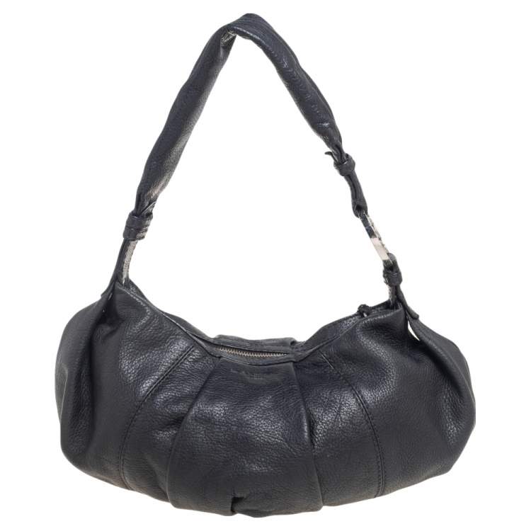 Lancel Black Pleated Leather Hobo Lancel | The Luxury Closet