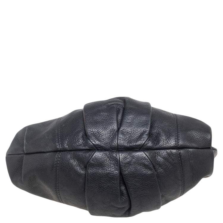 Pre Owned Lancel Black Pleated Leather Hobo