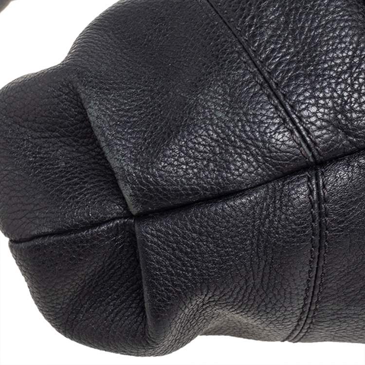 Pre Owned Lancel Black Pleated Leather Hobo