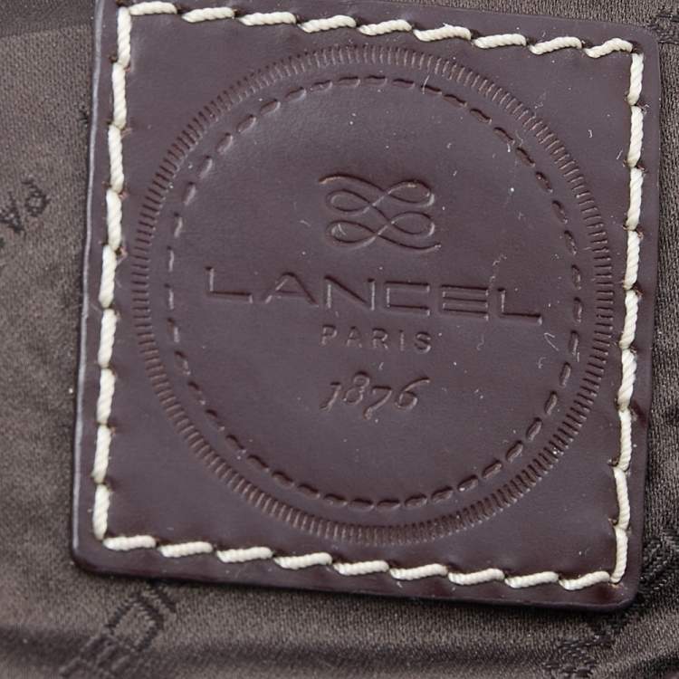 Pre Owned Lancel Brown Nylon And Leather Front Pocket Satchel