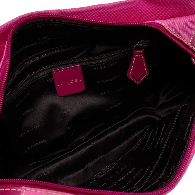 Pre Owned Lancel Pink Canvas And Leather Shoulder Bag