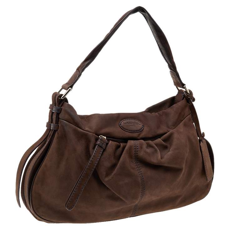 Pre Owned Lancel Dark Brown Leather Hobo