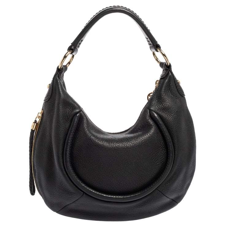 Pre Owned Lancel Black Leather Tassel Hobo