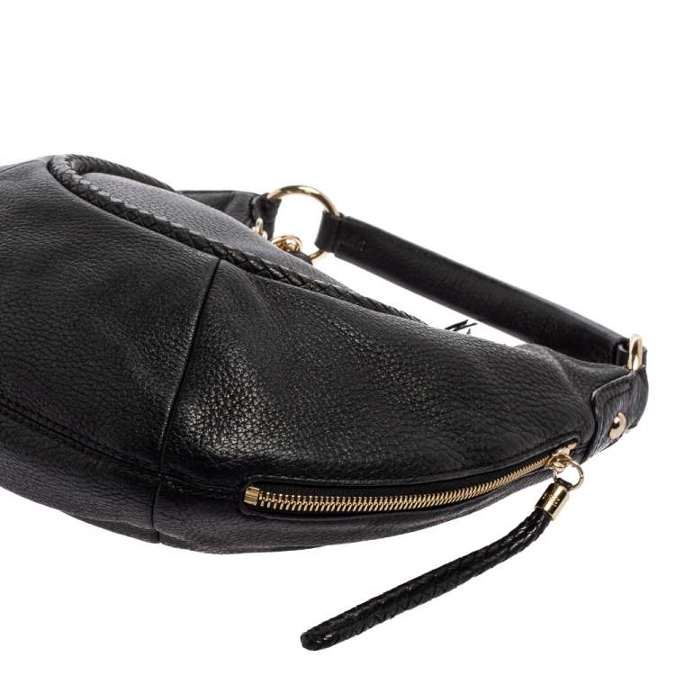 Pre Owned Lancel Black Leather Tassel Hobo