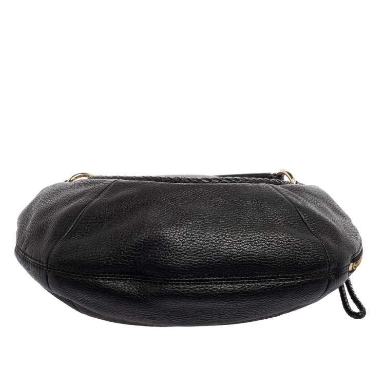 Pre Owned Lancel Black Leather Tassel Hobo