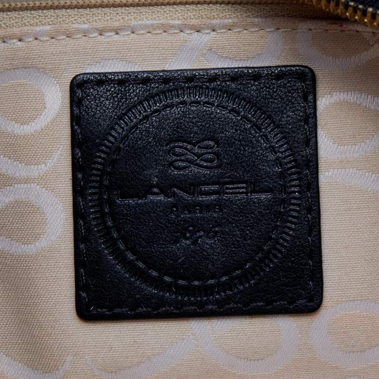 Pre Owned Lancel Black Leather Curb Chain Shoulder Bag