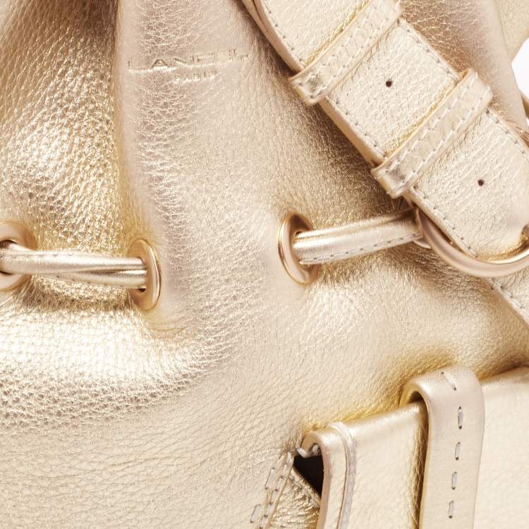 Pre Owned Lancel Metallic Gold Pebbled Leather Premiere Flirt Bucket Bag