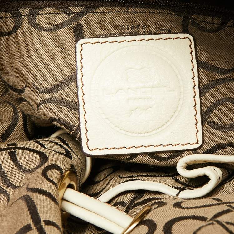 Pre Owned Lancel White/Brown Leather Premiere Flirt Bucket Bag