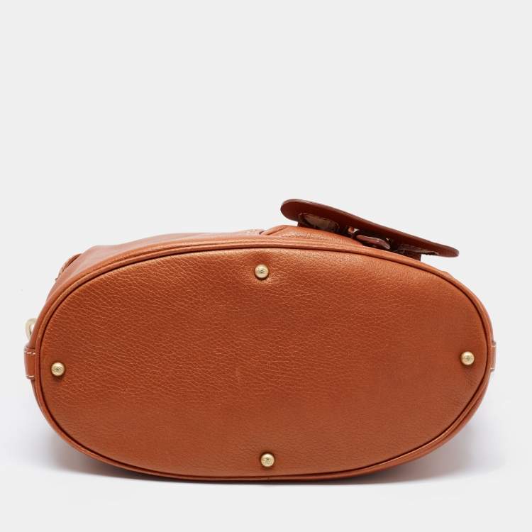 Pre Owned Lancel Brown Grained Leather Premiere Flirt Bucket Bag