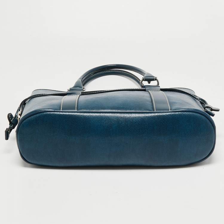 Pre Owned Lancel Blue Leather Shoulder Bag
