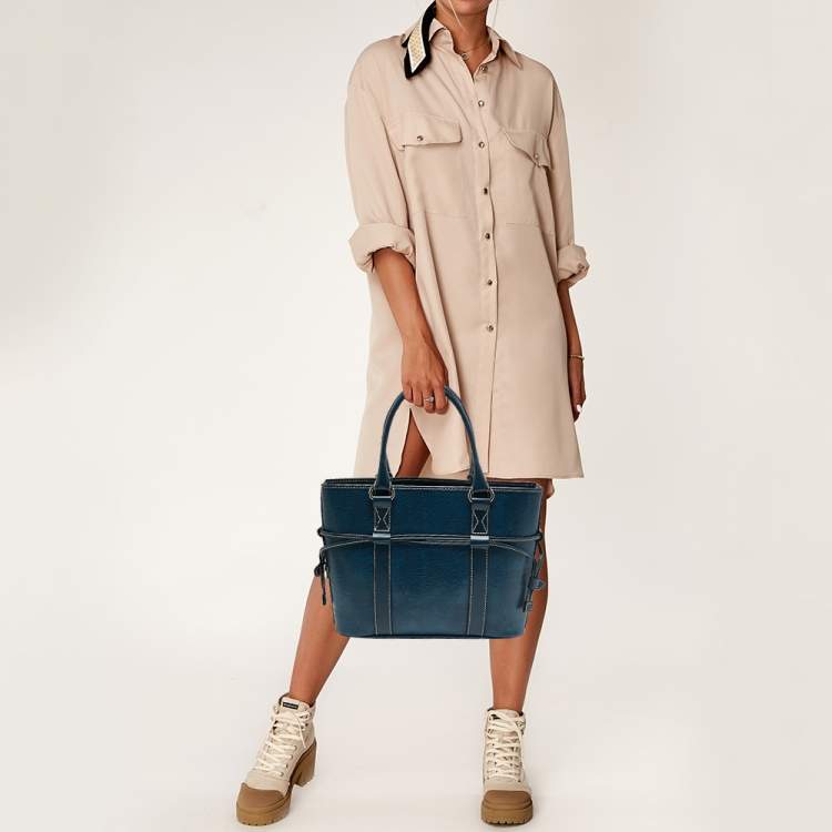 Pre Owned Lancel Blue Leather Shoulder Bag