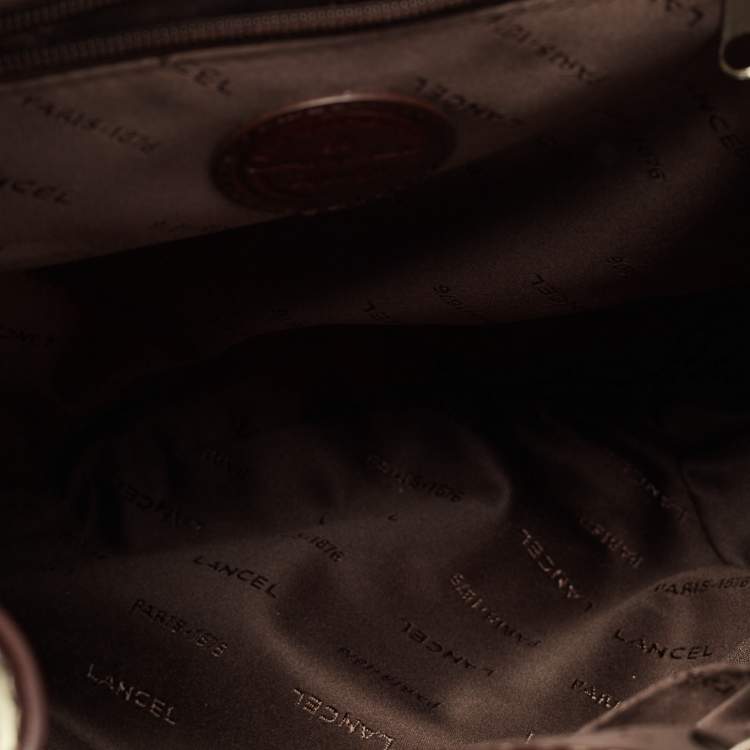 Pre Owned Lancel Yellow/Dark Brown Nylon and Leather Drawstring Backpack