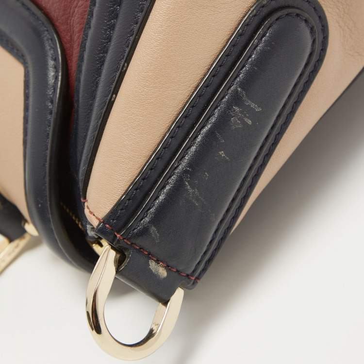 Pre Owned Lancel Tri Color Leather Josephine Top Handle Bag