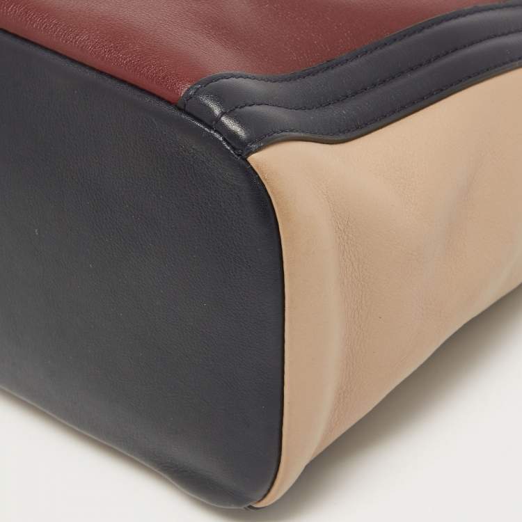 Pre Owned Lancel Tri Color Leather Josephine Top Handle Bag