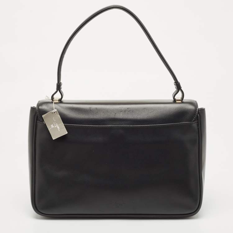 Pre Owned Lancel Black Leather L De Lancel Top Handle Bag