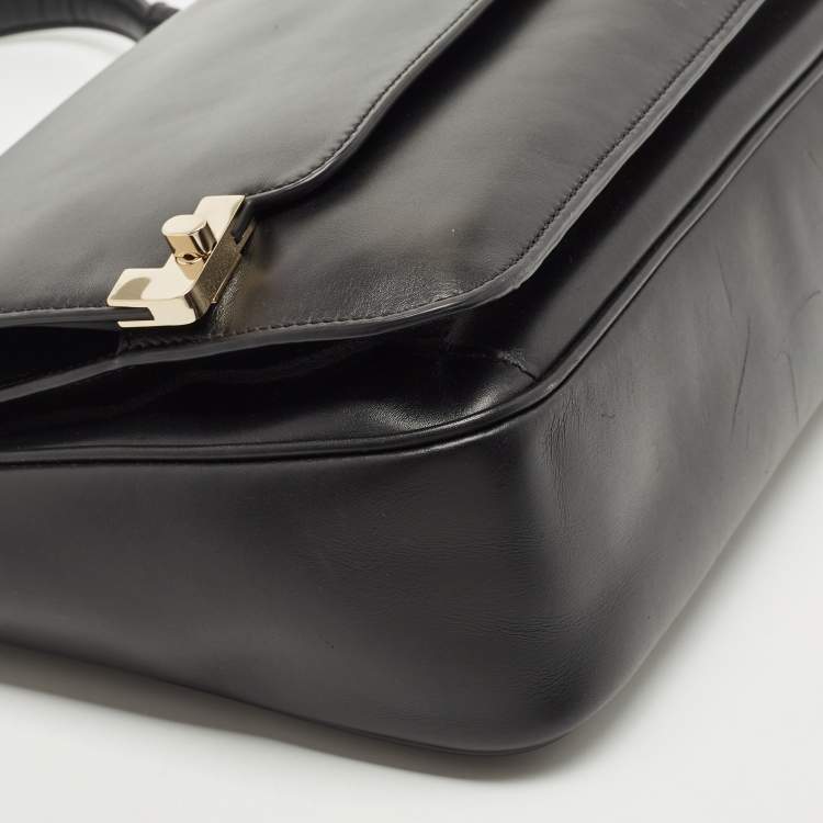 Pre Owned Lancel Black Leather L De Lancel Top Handle Bag