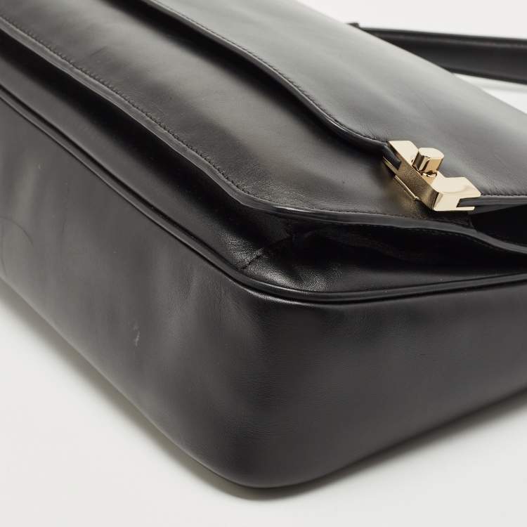 Pre Owned Lancel Black Leather L De Lancel Top Handle Bag