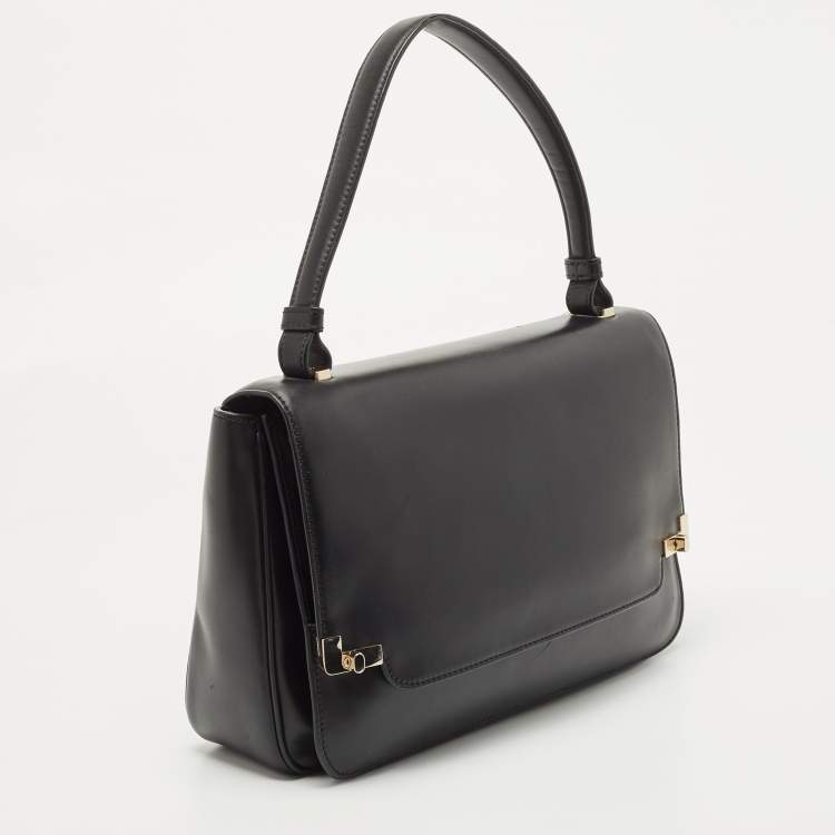 Pre Owned Lancel Black Leather L De Lancel Top Handle Bag