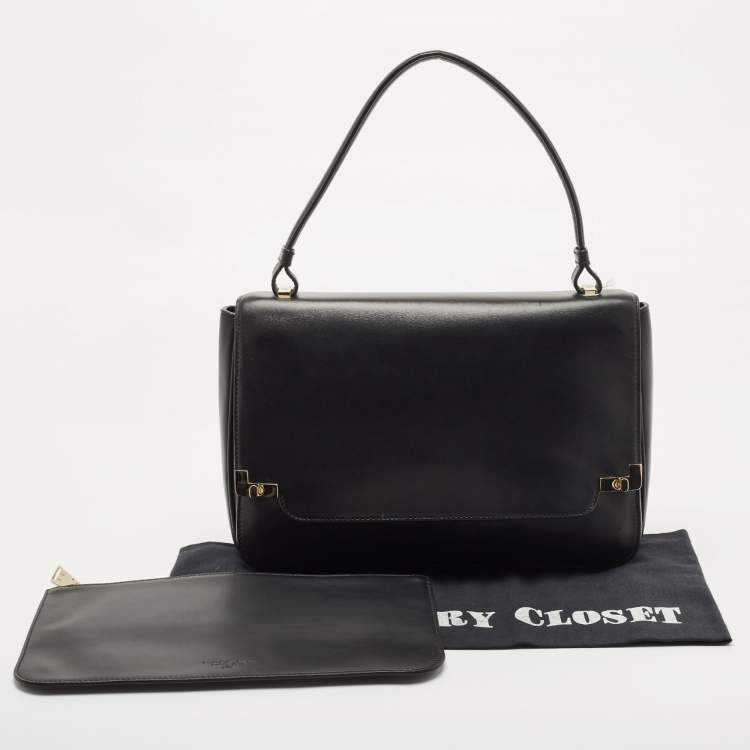 Pre Owned Lancel Black Leather L De Lancel Top Handle Bag
