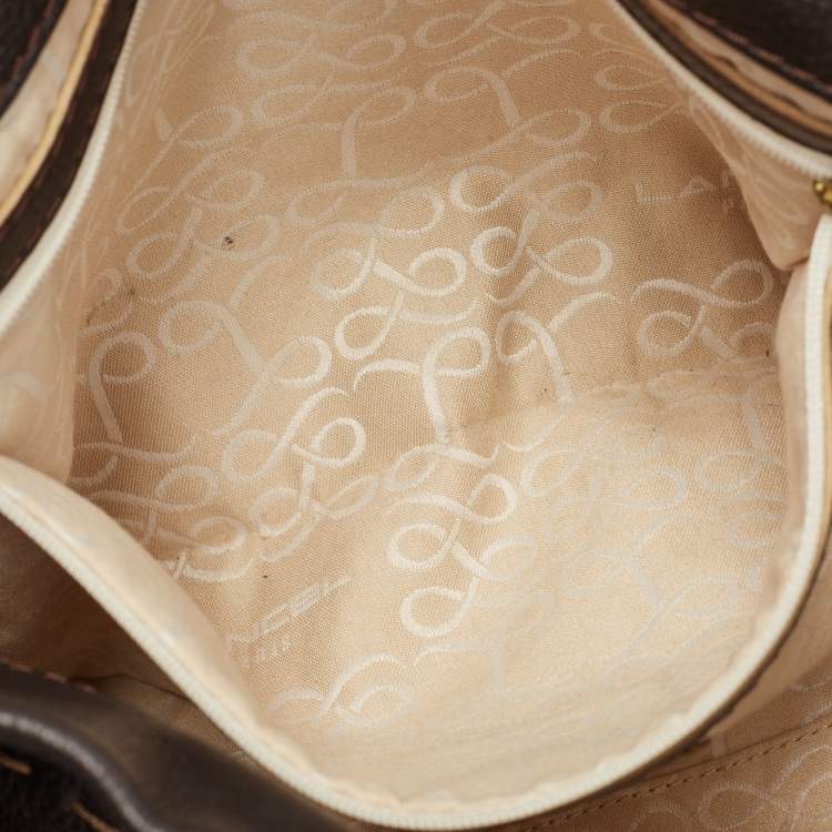 Pre Owned Lancel Dark Brown Wildstitch Leather Front Pocket Shoulder Bag