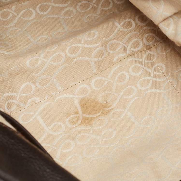Pre Owned Lancel Dark Brown Wildstitch Leather Front Pocket Shoulder Bag