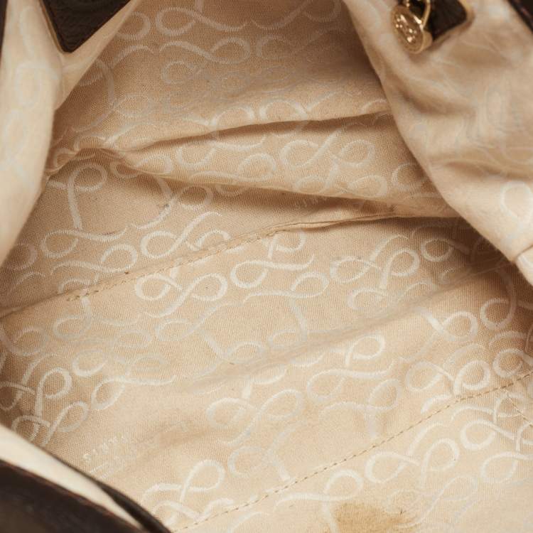 Pre Owned Lancel Dark Brown Wildstitch Leather Front Pocket Shoulder Bag
