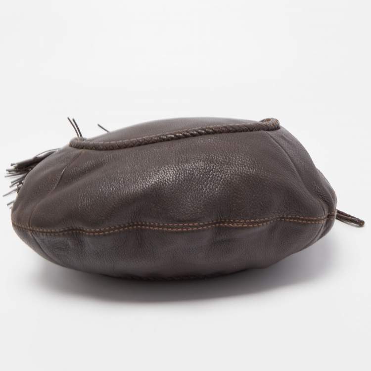Pre Owned Lancel Dark Brown Leather Delice Tassel Hobo