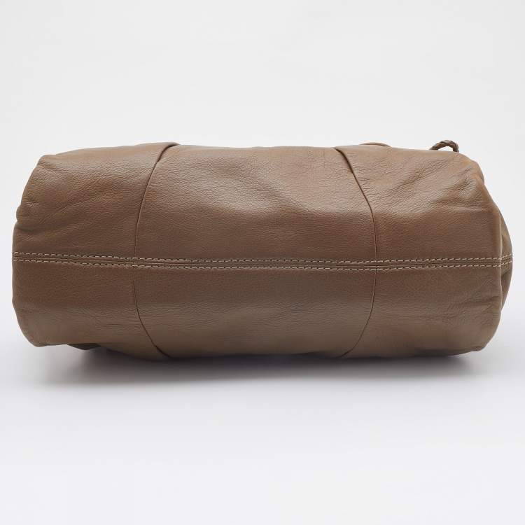 Pre Owned Lancel Beige Leather Buckle Handle Shoulder Bag