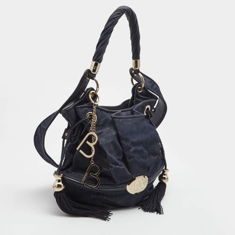 Pre Owned Lancel Navy Blue Denim and Leather Le Brigitte Bardot Hobo