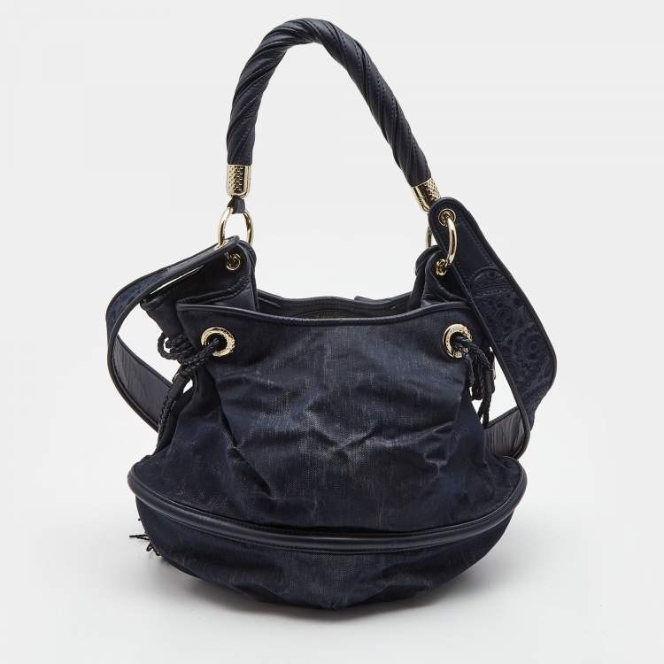 Pre Owned Lancel Navy Blue Denim and Leather Le Brigitte Bardot Hobo