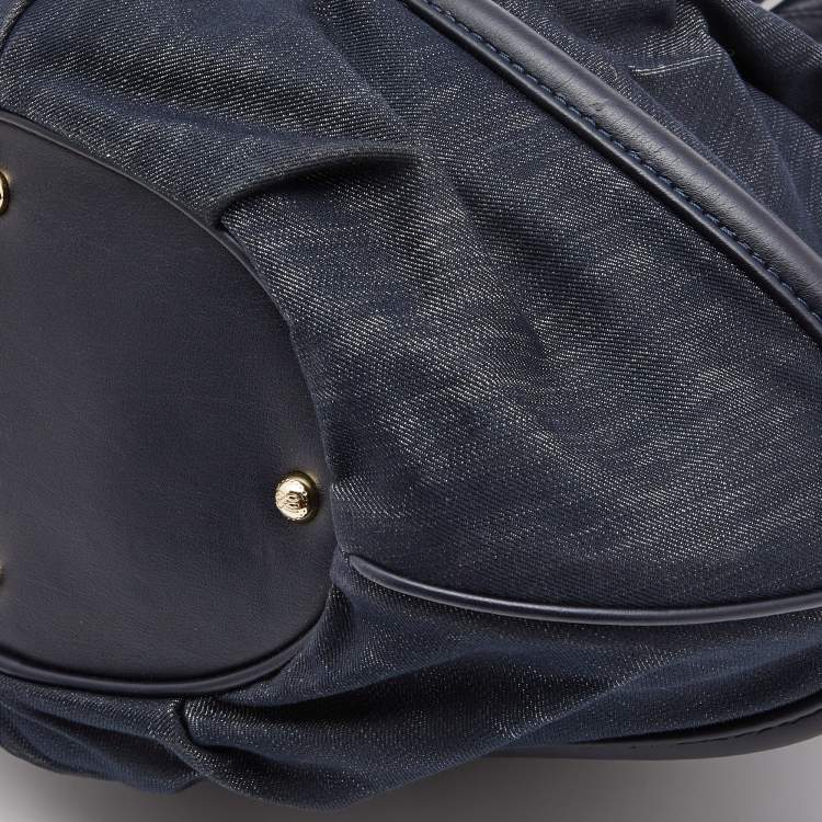 Pre Owned Lancel Navy Blue Denim and Leather Le Brigitte Bardot Hobo