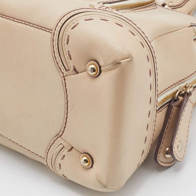 Pre Owned Lancel Beige Leather Adjani Satchel