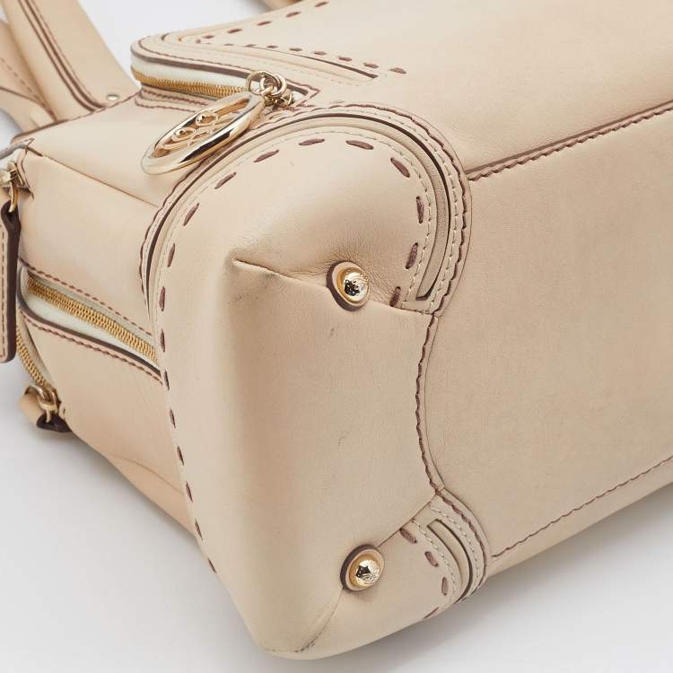 Pre Owned Lancel Beige Leather Adjani Satchel