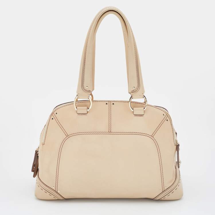Pre Owned Lancel Beige Leather Adjani Satchel