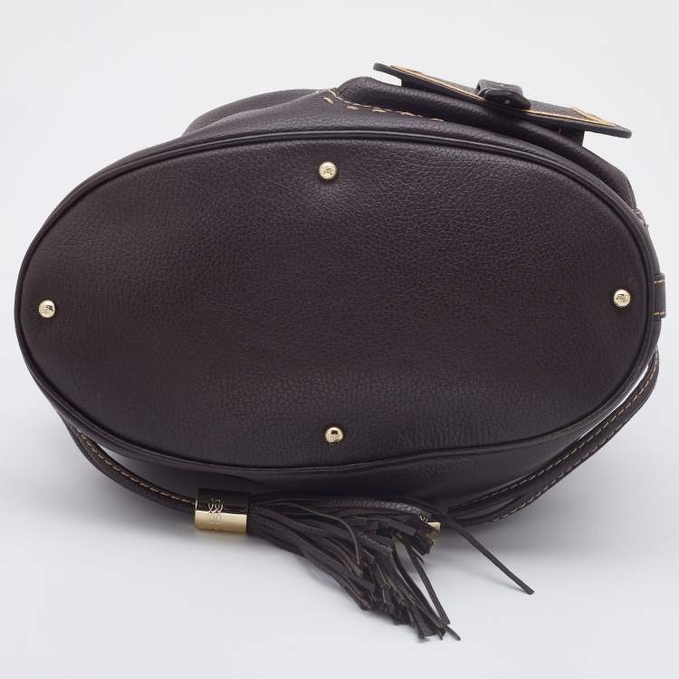 Pre Owned Lancel Dark Brown Leather Premier Flirt Bucket Bag