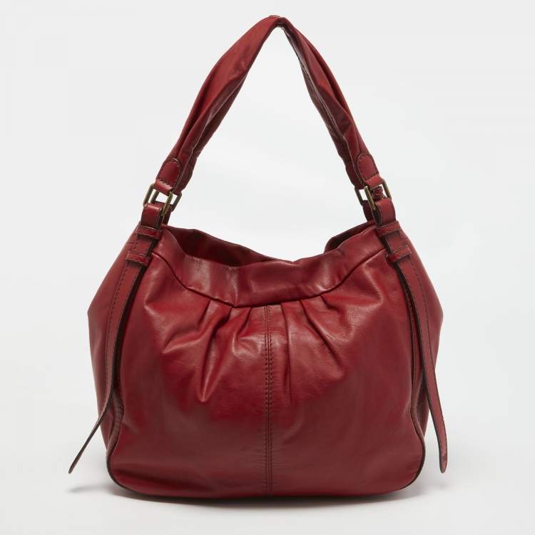 Pre Owned Lancel Red Leather Angelina Hobo