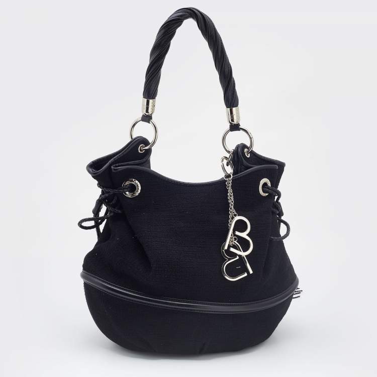 Pre Owned Lancel Black Canvas and Leather Le Brigitte Bardot Hobo