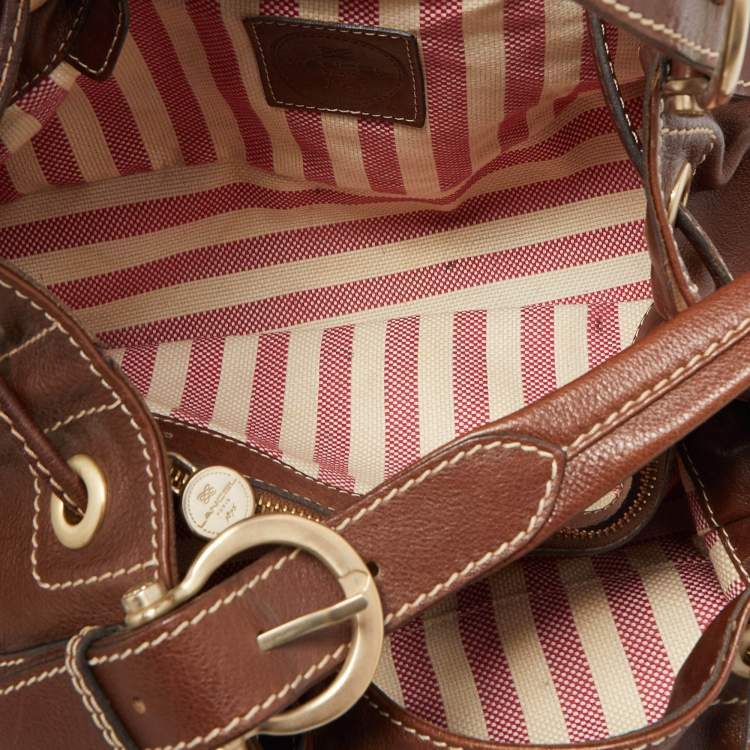 Pre Owned Lancel Brown Leather Drawstring Bucket Bag