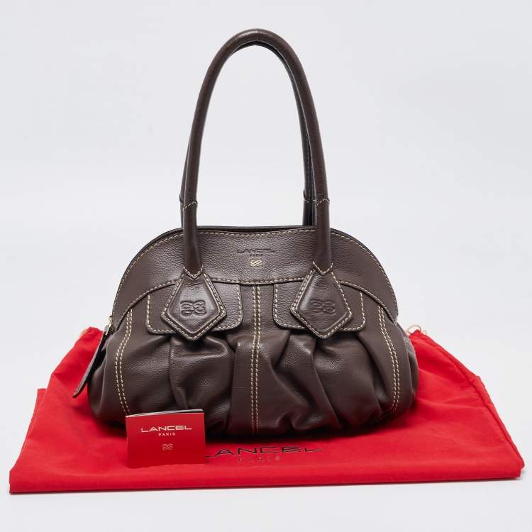 Pre Owned Lancel Choco Brown Leather Gousset Satchel