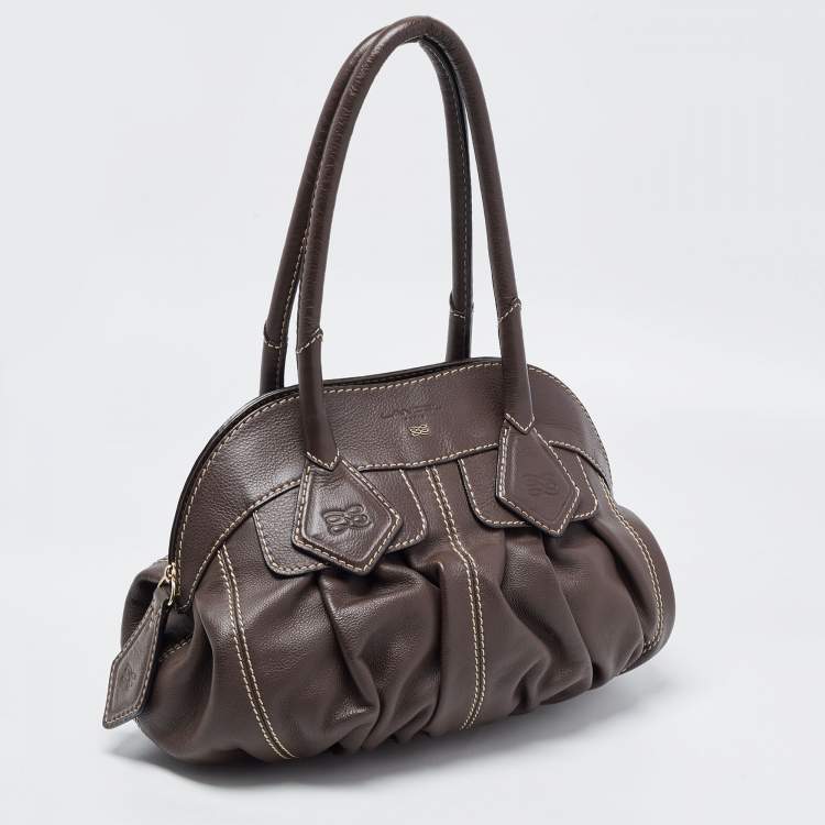 Pre Owned Lancel Choco Brown Leather Gousset Satchel