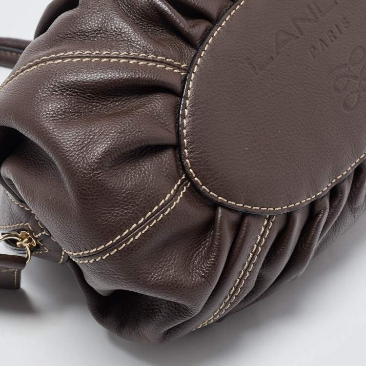 Pre Owned Lancel Choco Brown Leather Gousset Satchel