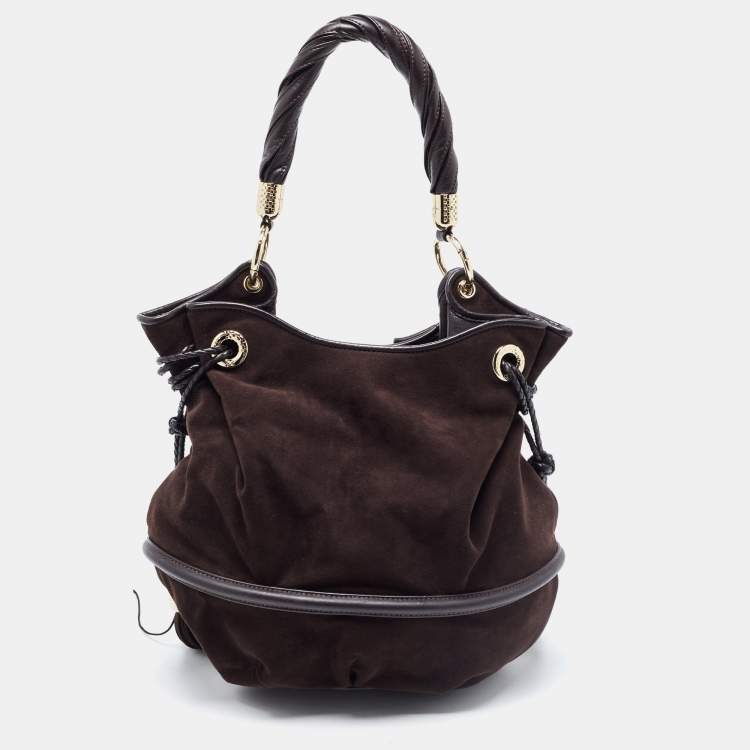 Pre Owned Lancel Brown Suede and Leather Le Brigitte Bardot Hobo