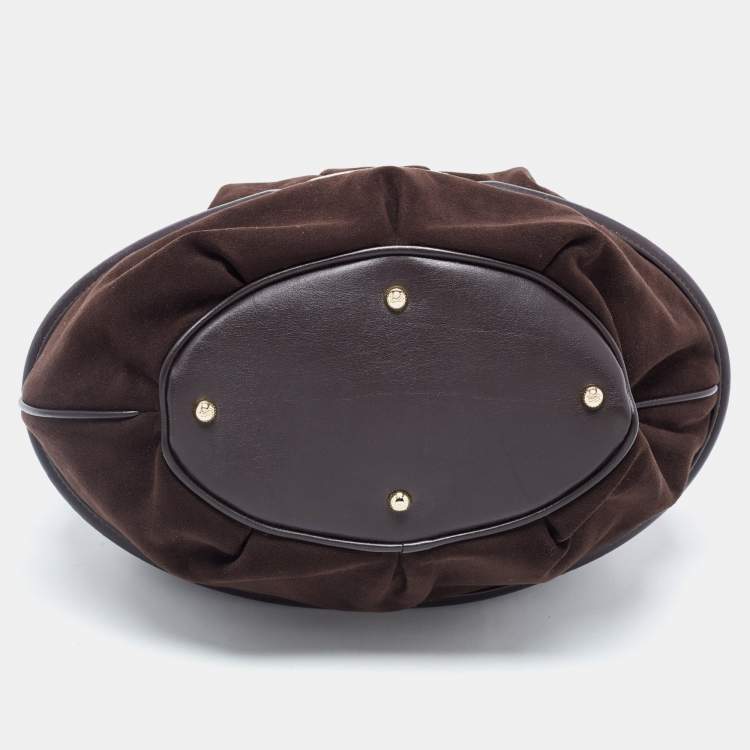 Pre Owned Lancel Brown Suede and Leather Le Brigitte Bardot Hobo